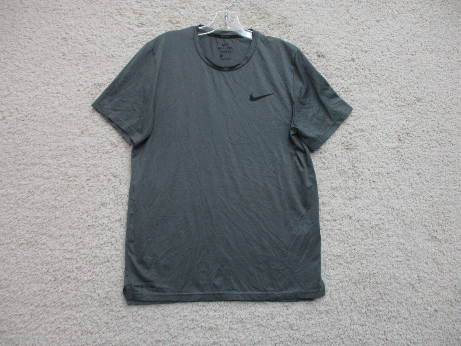 Nike Pro Shirt Small Adult Gray Dri Fit Standard Fit Stretch Swoosh Logo Mens S