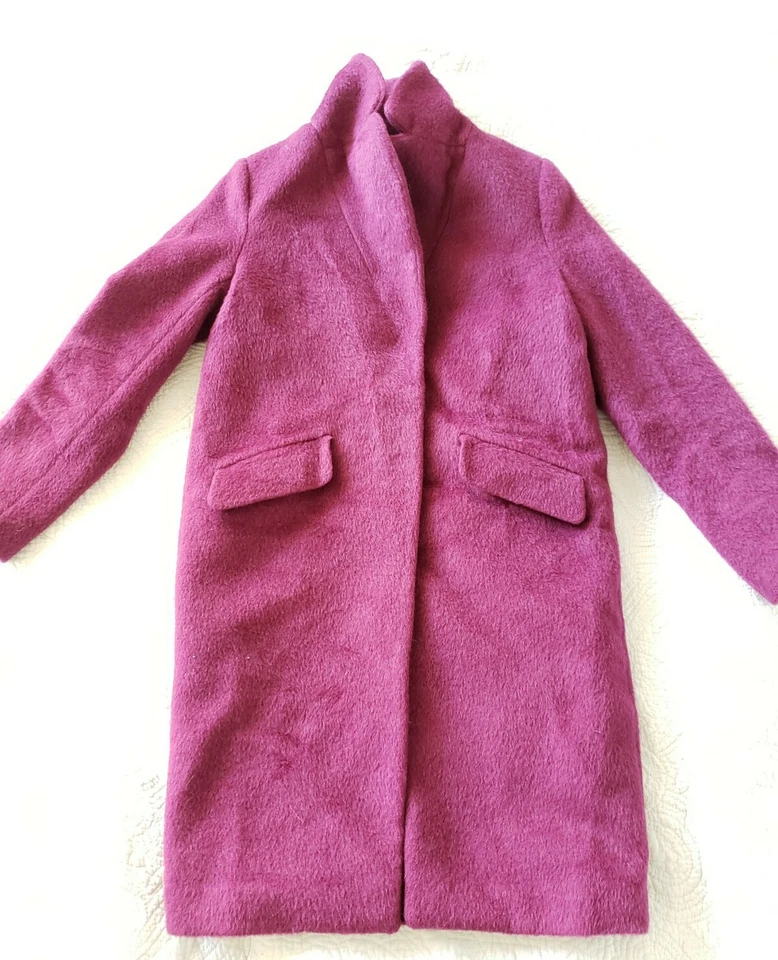 Pure Alpaca 15% Wool 85% cocoon coat long maxi lightweight soft burgundy wine 2