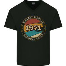 55th Birthday Vintage Made In 1971 Mens V-Neck Cotton T-Shirt
