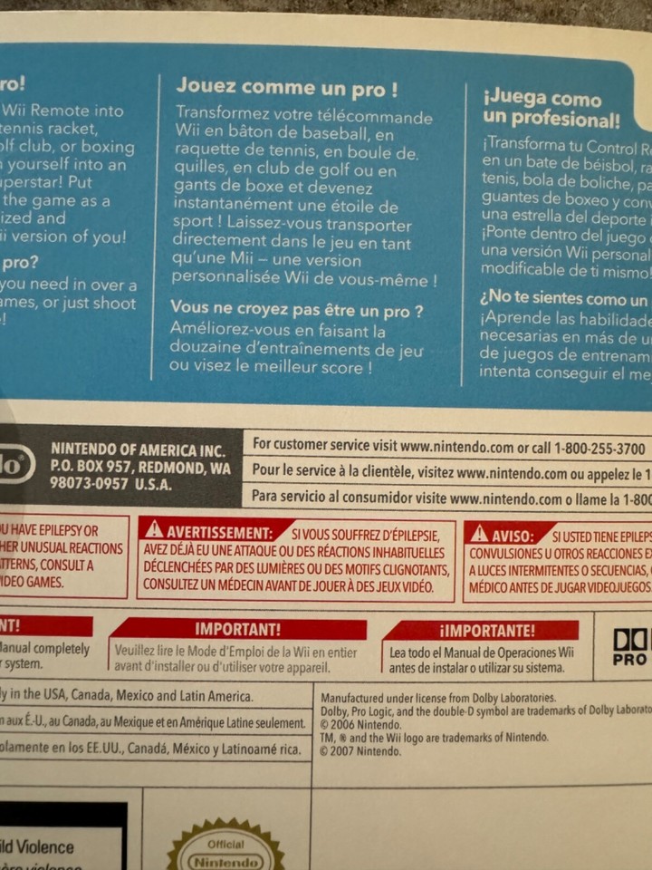 Wii Sports (Nintendo Wii, 2006) game in original Sleeve Tested Working