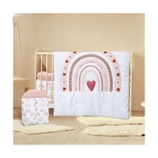 4 Pieces Boho Rainbow Crib Bedding Set, Neutral Rainbow Boho Nursery Bedding ...
