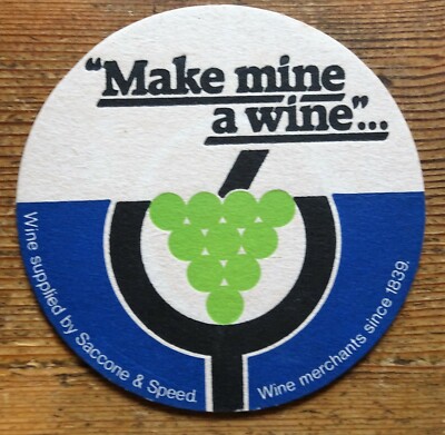 Machen Sie mir einen Wine Drip Bierdeckel aus den 80er Jahren in sauberem, unbeschriftetem Zustand.