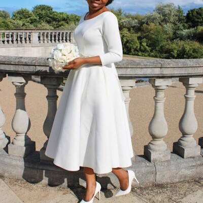 Women's Fall Dresses 2025 Fashion Retro Solid Color Waist Swing Dress  Clothes | eBay