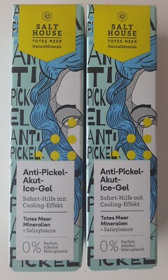 Anti Pickel Akut Ice Gel Salthouse, 2x15 ml, Totes Meer, Kühlt, Reduziert Pickel