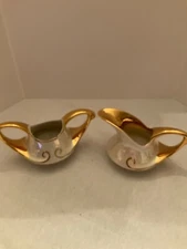 KASS USA brand cream and sugar Small chip to sugar Gold trim and design