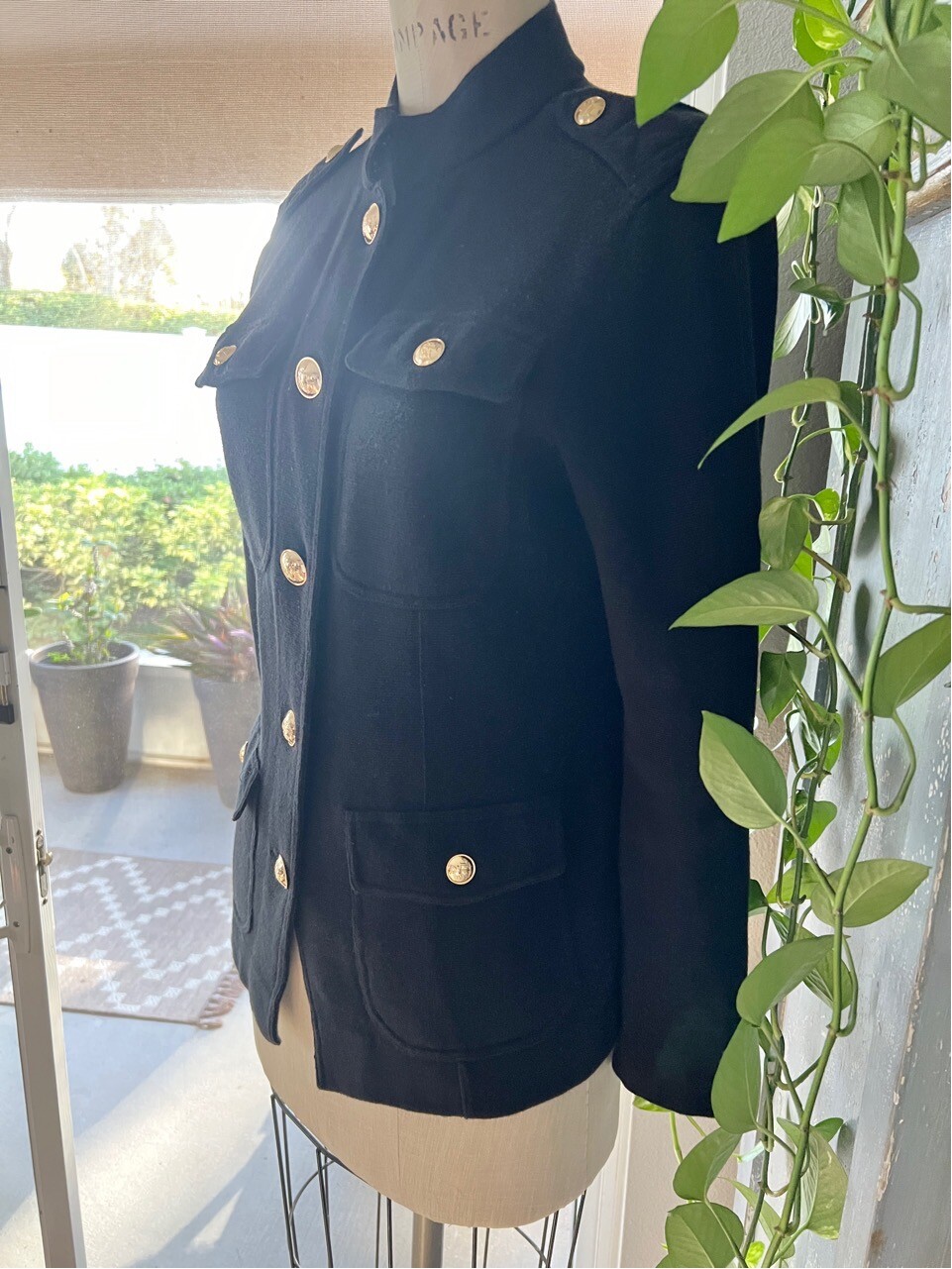 Lauren Ralph Lauren Womens Military Style Cardigan Bl… Gem