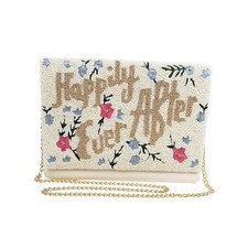 HAPPILY EVER AFTER Clutch Purse for Wedding Day Beaded for Bachelorette Party,
