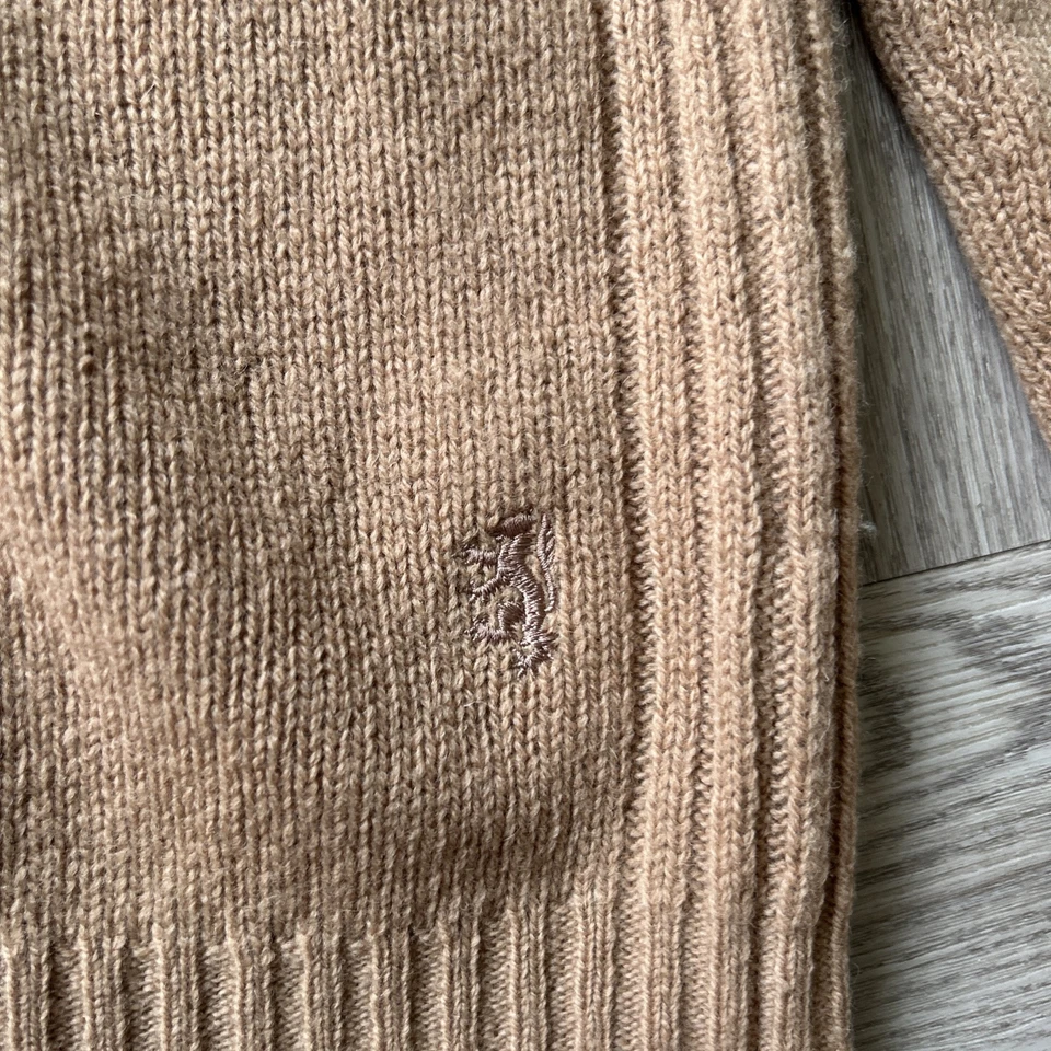 Pringle Men’s Vintage Zip Up Cardigan Camel 100% Lambswool Small - Image 2 of 4