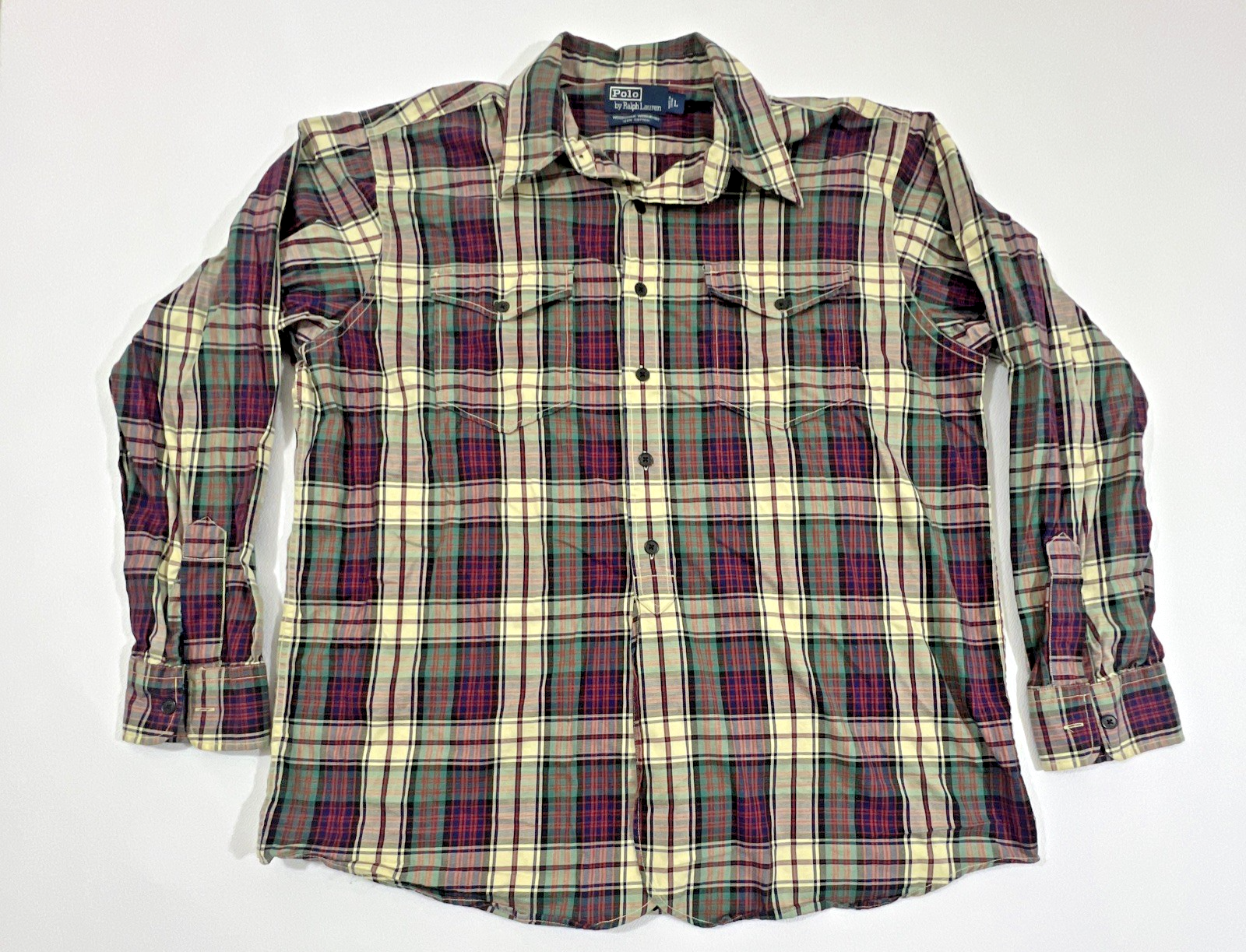 Vintage Polo Ralph Lauren “Woodsman Workshirt” – Men’s L Plaid Chore Sport Shirt