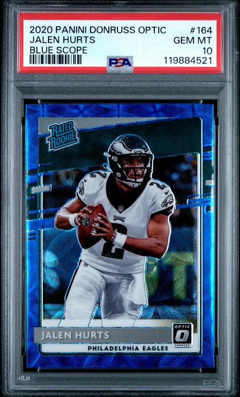 2020 Panini Donruss Optic #164 Jalen Hurts Blue Scope (PSA 10)