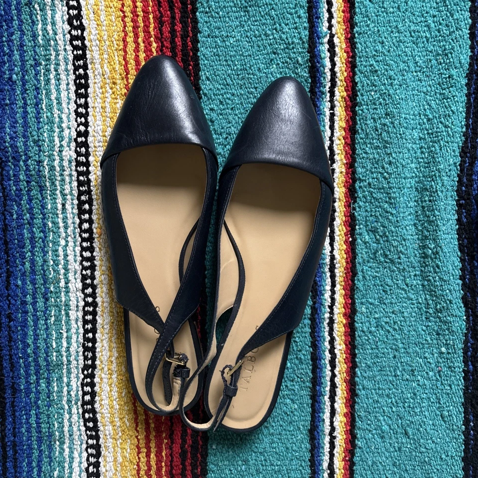 Talbots Zapatos Planos de Cuero Azul Marino Talla 7 Preppy Trabajo Oficina Foto 3 de 4