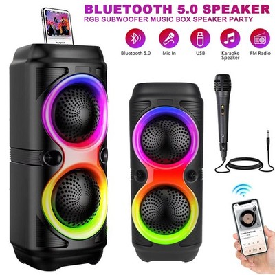 Bluetooth Tragbarer Lautsprecher Soundbox Subwoofer Musikbox RGB Karaoke Speaker