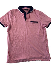 Primark Men  s Pink Navy Polo Shirt Short Sleeve Size M