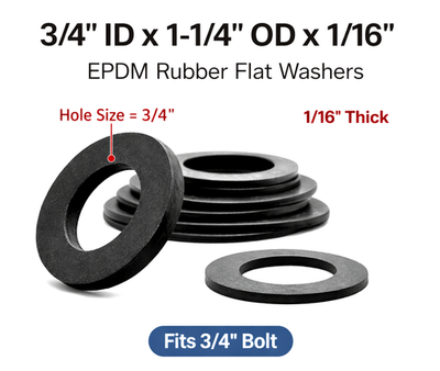 #ad 3 4quot; ID x 1 1 4quot; OD x 1 16quot; EPDM Flat Washers Electrical All Weather Repair $13.99