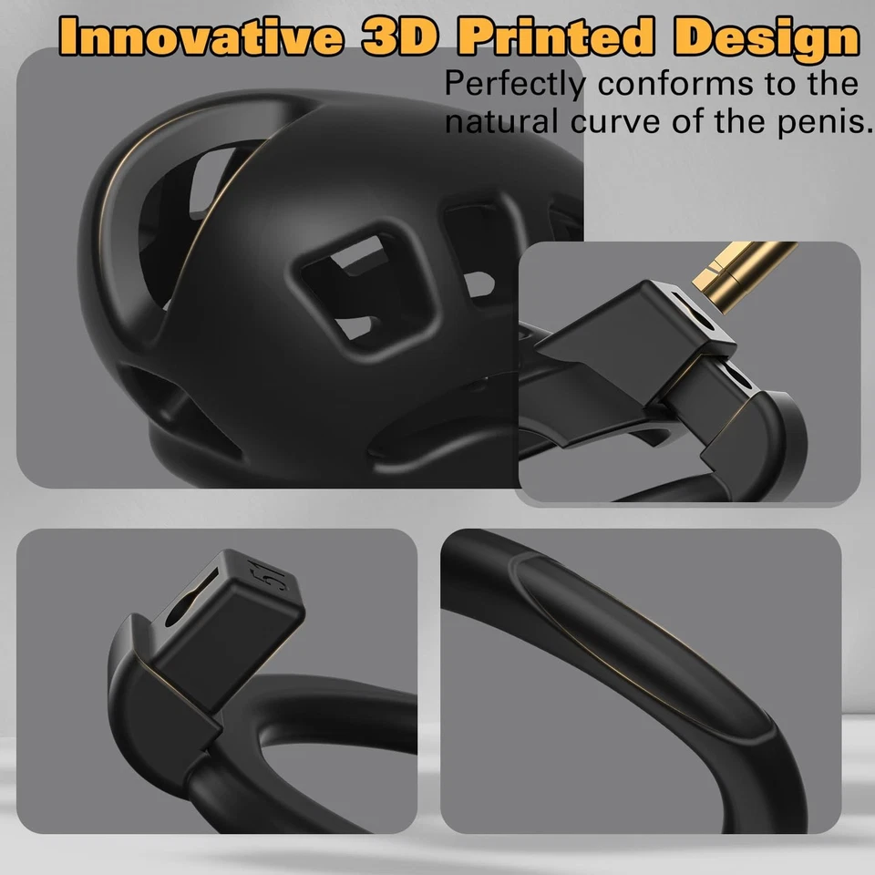 Male Chastity Cage, Middle Chastity Device with 5 Sizes Rings and Invisible L... - Image 4 of 4