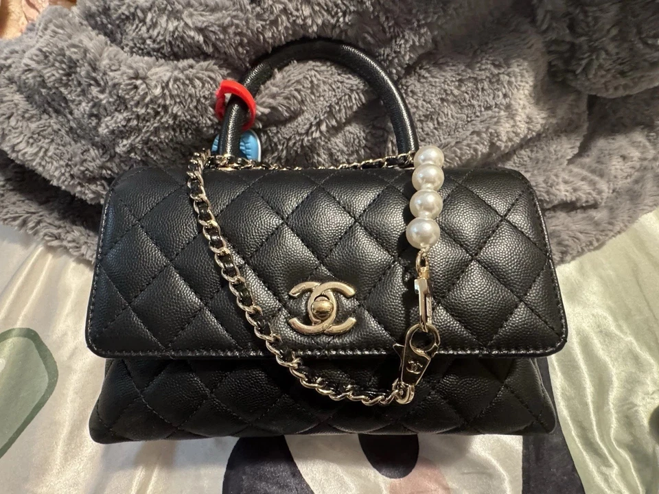 Chanel Coco Flap Black Caviar Leather Quilted Top Handle/Shoulder Bag - Image 3 of 4