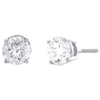 14K WeißGold KüNstlicher Diamant 11.5Mm Solitaire Rund Ohrstecker 2.52 Tcw