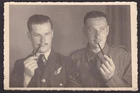Vintage Photograph Two Soldiers RAF Smoking Pipes Friends Buddies Military WW2