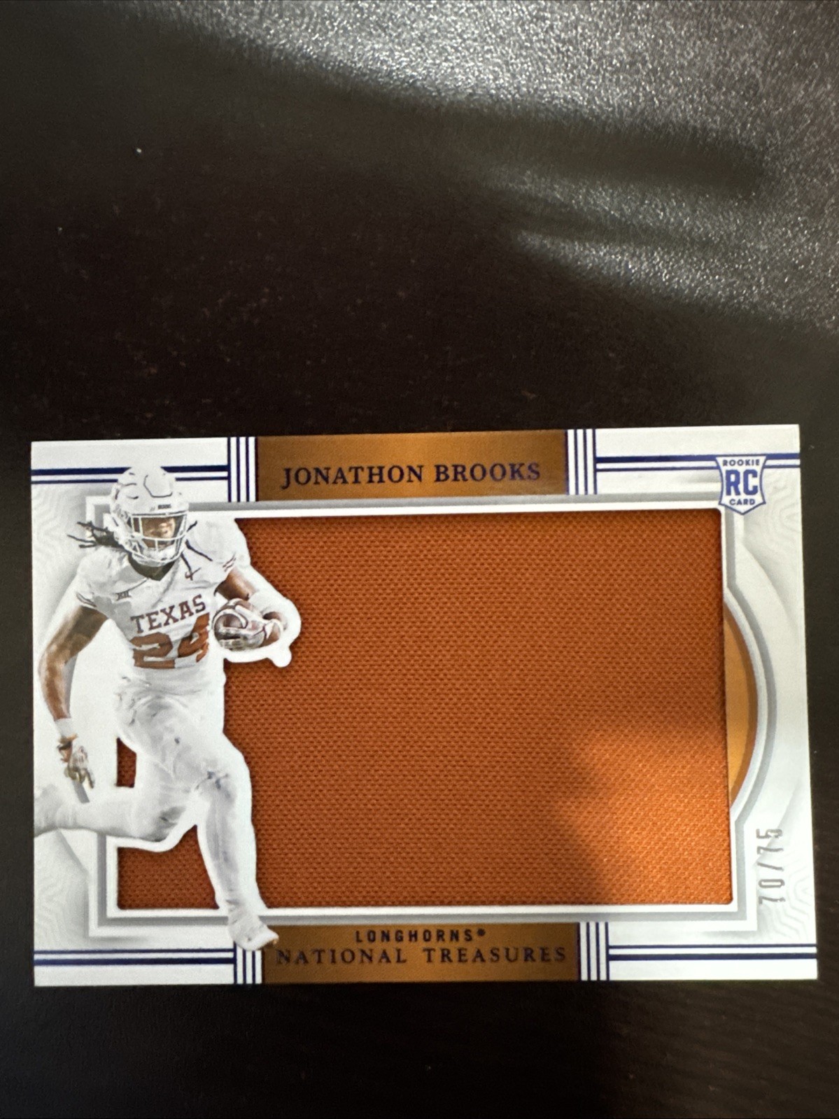 Jonathon Brooks Panini National Treasures Collegiate Rookie Silhouettes Relics #RSJBS Blue