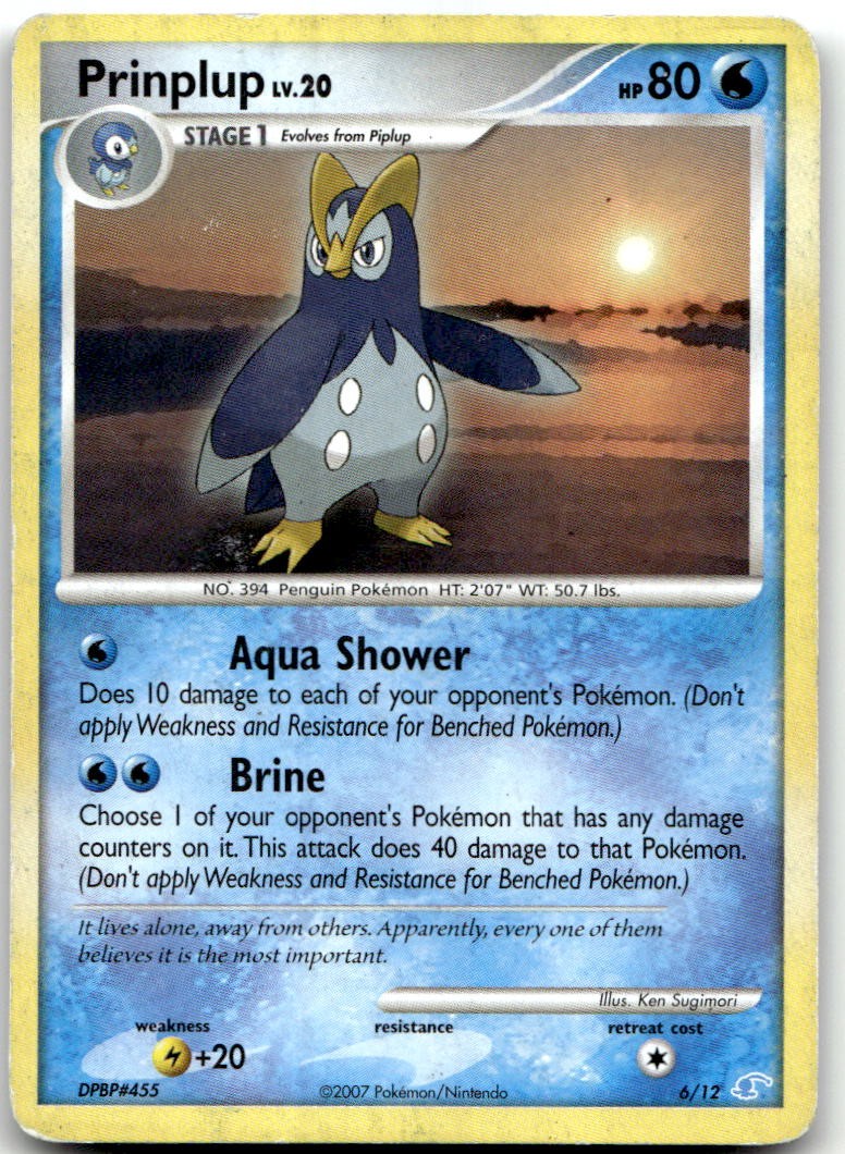 Prinplup 6/12 Common DP Trainer Kit: Manaphy & Lucario Pokemon Damaged