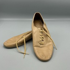 Capezio Tan Lace Up Full Sole Leather Jazz Shoes 8 M Women s Made in USA Dance