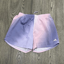 Adidas Girls Youth Athletic Shorts Elastic Waist Pull-On Ombre Purple Pink XL