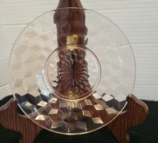 VTG Jeanette Pink Depression Glass Cubist Saucer/Salad plate 6"