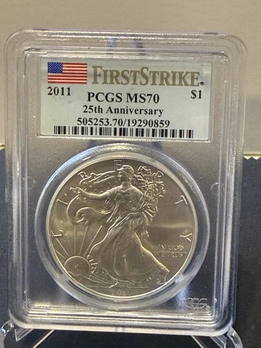 2011 $1 American Silver Eagle PCGS MS70 25th Anniversary 1 oz Coin First Strike