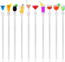 Swizzle Sticks 10pcs Cocktail Drink Stirrer Acrylic Clear Shafts Stirrers Sticks