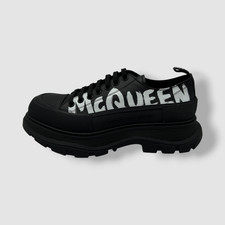  951 Alexander McQueen Mens Black Leather Lace-Up Sneaker Shoes Size 42.