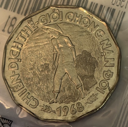 Uncirculated 1968 Vietnam 20 Dong Clad Foreign Coin (sealed In Cellophane)