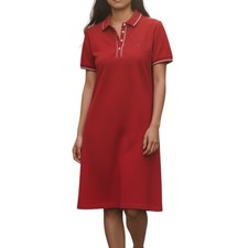 Tommy Hilfiger Womens Red Pique Polo Dress Tennis Dress L Preppy Spring Dress
