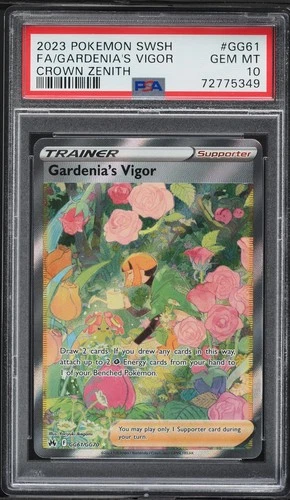 2023 POKEMON SWORD & SHIELD CROWN ZENITH #GG61 FULL ART/GARDENIA'S VIGOR PSA 10