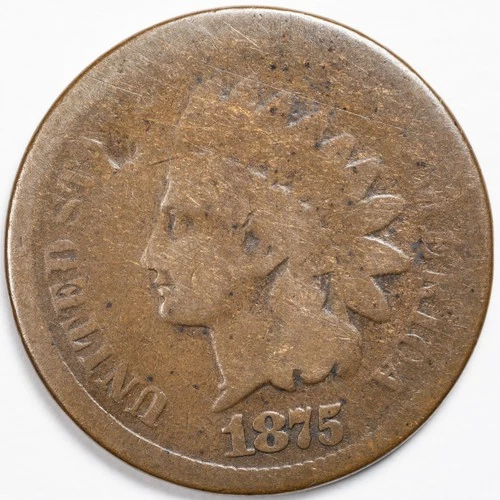1875 Indian Head Penny Cent About Good (AG)