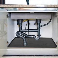 New Under Kitchen Sink Mat ( 19”x12”x1” ) Silicone Waterproof Mat Black