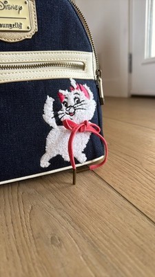 Loungefly Disney Denim Blue Sketch Backpack with Pluto & Marie New Pluto and Marie Denim Loungefly Backpack available now  main image 4