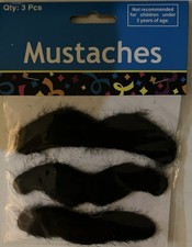 Pack of 12 Self-Adhesive Fake Mustache 3pcs Party Costume Prop Novelty Movember