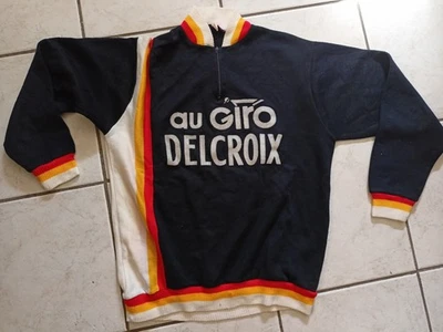 PULL MAILLOT CYCLISTE VELO AU GIRO DELCROIX ACRYLIQUE VINTAGE TAILLE M/3 BE - Photo 1/3