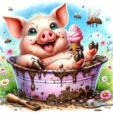 Diamond Art Kits for Adults - Full Drill Diamond Painting - 5D Pig - 5D