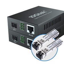 10Gtek Gigabit Ethernet Media Converter, Multimode Dual LC Fiber to Ethernet RJ4