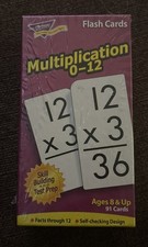 NEW/SEALED Flash Cards Multiplication 0-12 Ages 8 Skill Building Test Prep