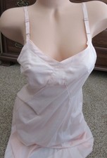 1960s TEXTRON PINK nylon ALINE flare metal slides full slip 38 / 18 LARGE