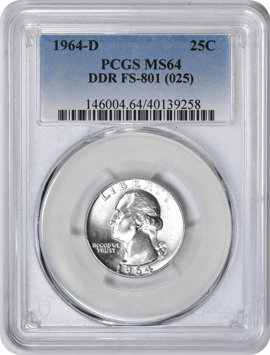 アメリカ 1964 PCGS MS64 PCGS Certified MS 64 Graded 1964 Washington Quarters (1932-1998