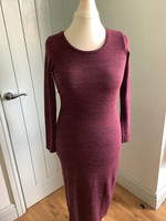 Super dry Essentials Twist Midi Dress Size L Maroon Twist