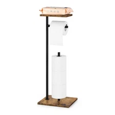 Rustic Brown Farmhouse Toilet Paper Dispenser - FreeStanding Tissue Roll Hold...