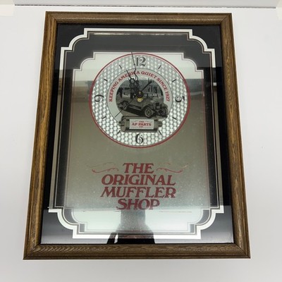 Vintage AP Parts Co Original Muffler Shop Auto Gas Service Station Clock Mirror