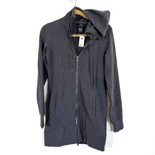NWT Aether Womens Long Fleece Hoodie Charcoal Heather Size 2 Made In USA