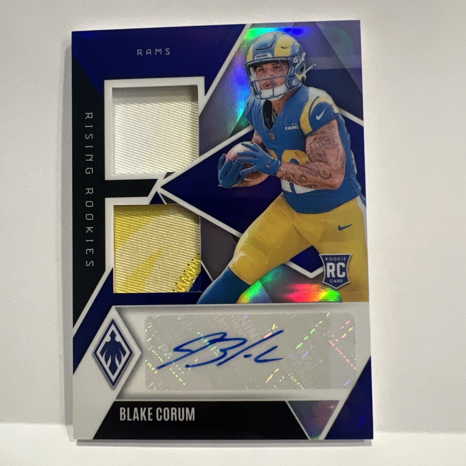 Blake Corum Panini Phoenix Rising Rookies Dual Patch Autographs #RRDPBCM Blue