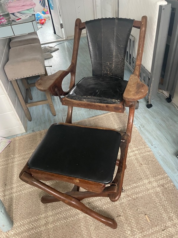 1960’s early period Don S Shoemaker swinger chair and ottoman set