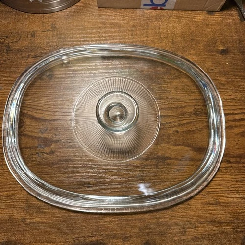 PYREX DC1.5C Corning Ware Clear Ribbed Glass Oval Lid 8 1/2 x 11”  Casserole